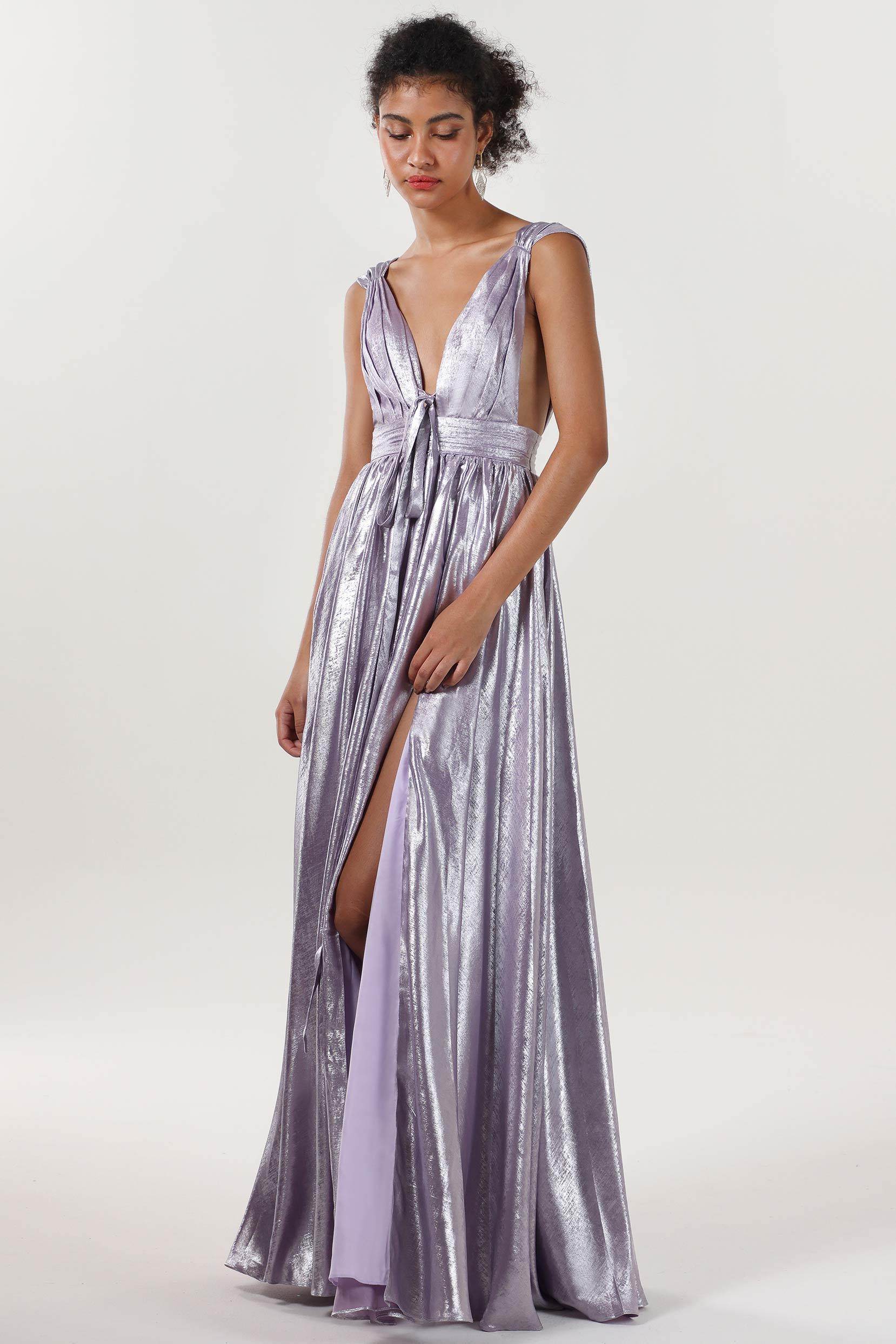 A-Line Maxi Metallic Formal Dress COCOMELODY CS0648, Pale Pink A-Line Maxi Metallic Formal Dress COCOMELODY CS0648, Pale Pink