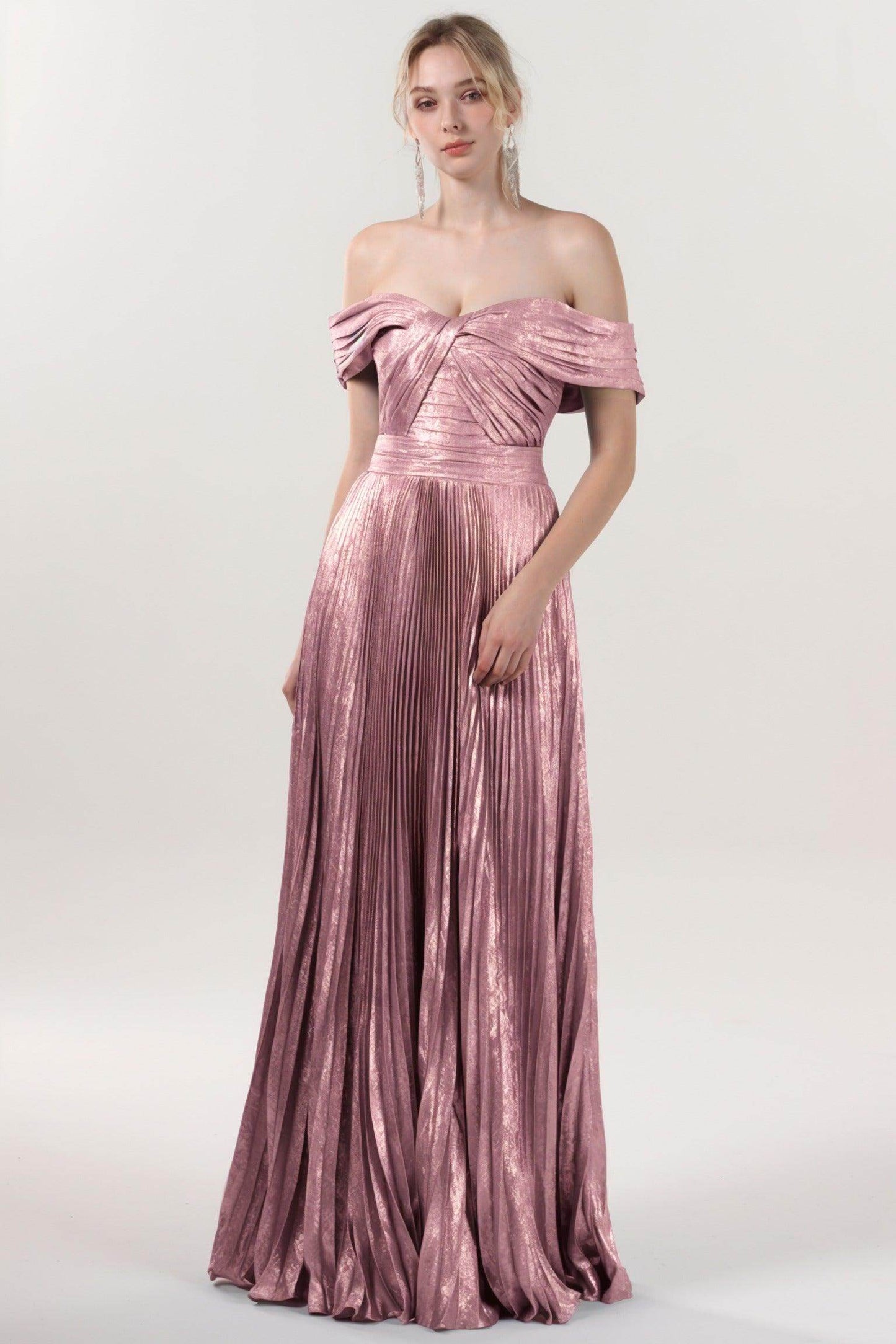 A-line Maxi Metallic Formal Dress CS0649 - COCOMELODY