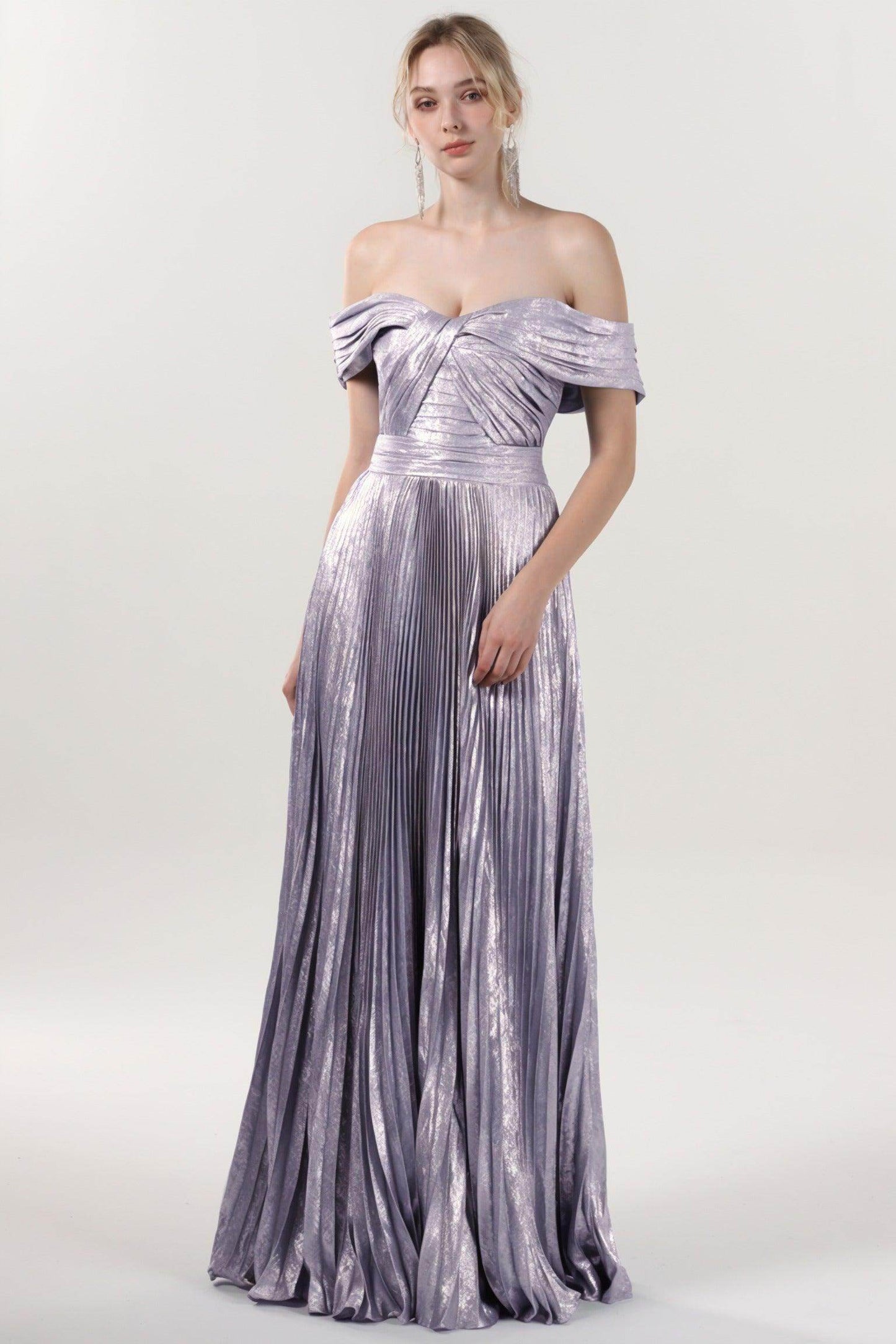 A-line Maxi Metallic Formal Dress CS0649 - COCOMELODY