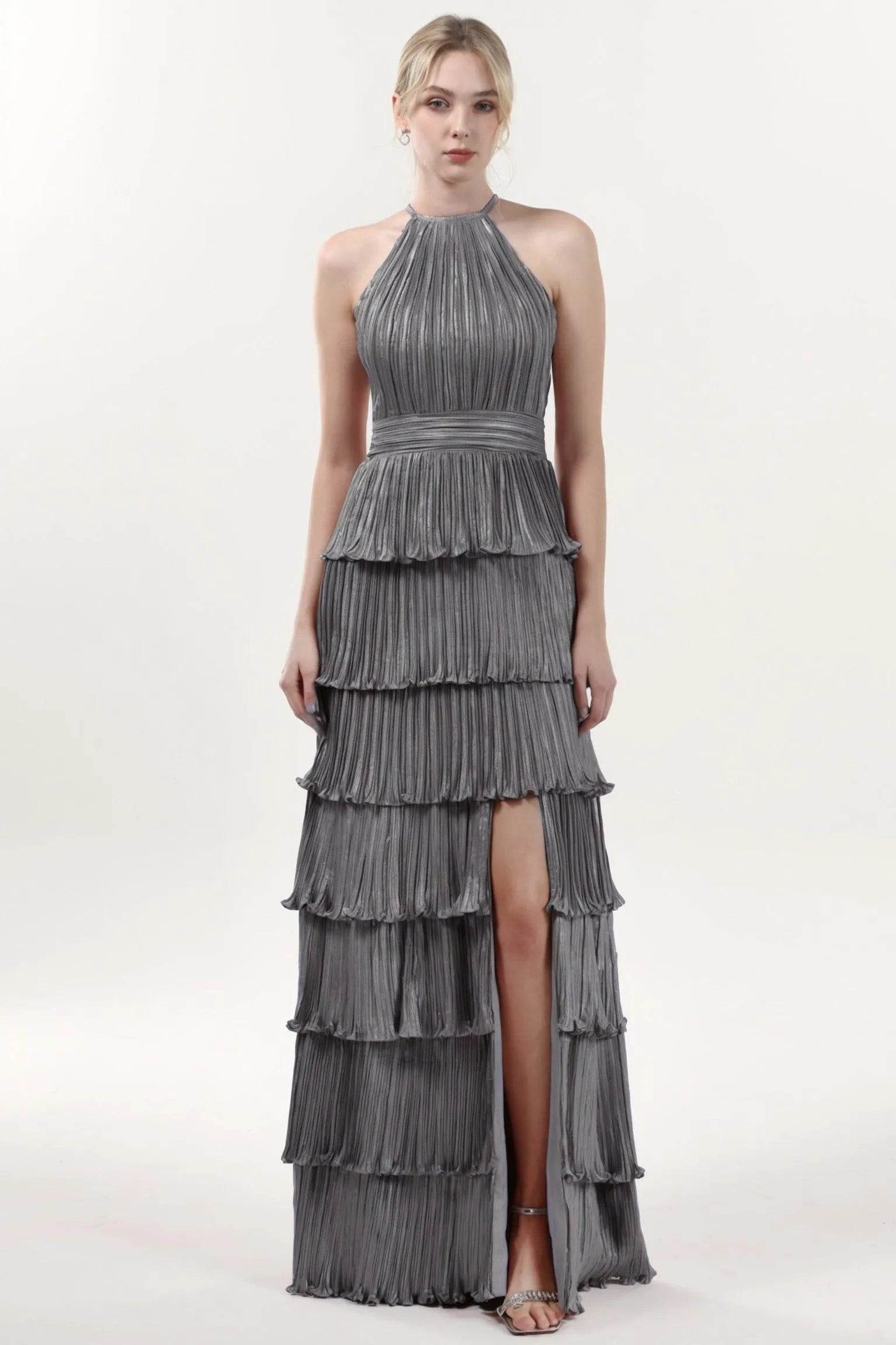 A-line Maxi Metallic Formal Dress CS0652 - COCOMELODY