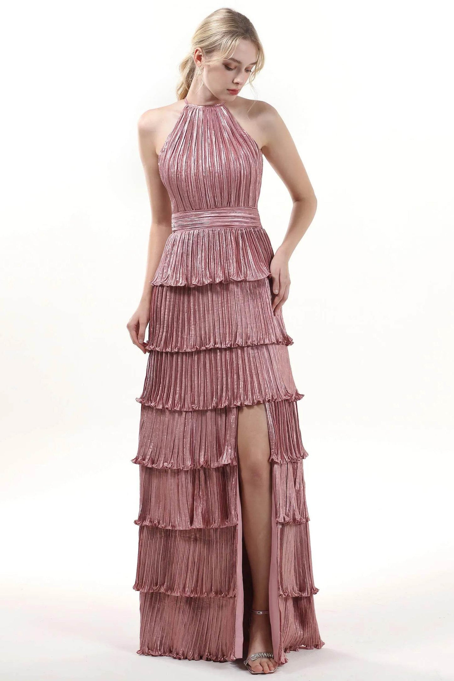 A-line Maxi Metallic Formal Dress CS0652 - COCOMELODY