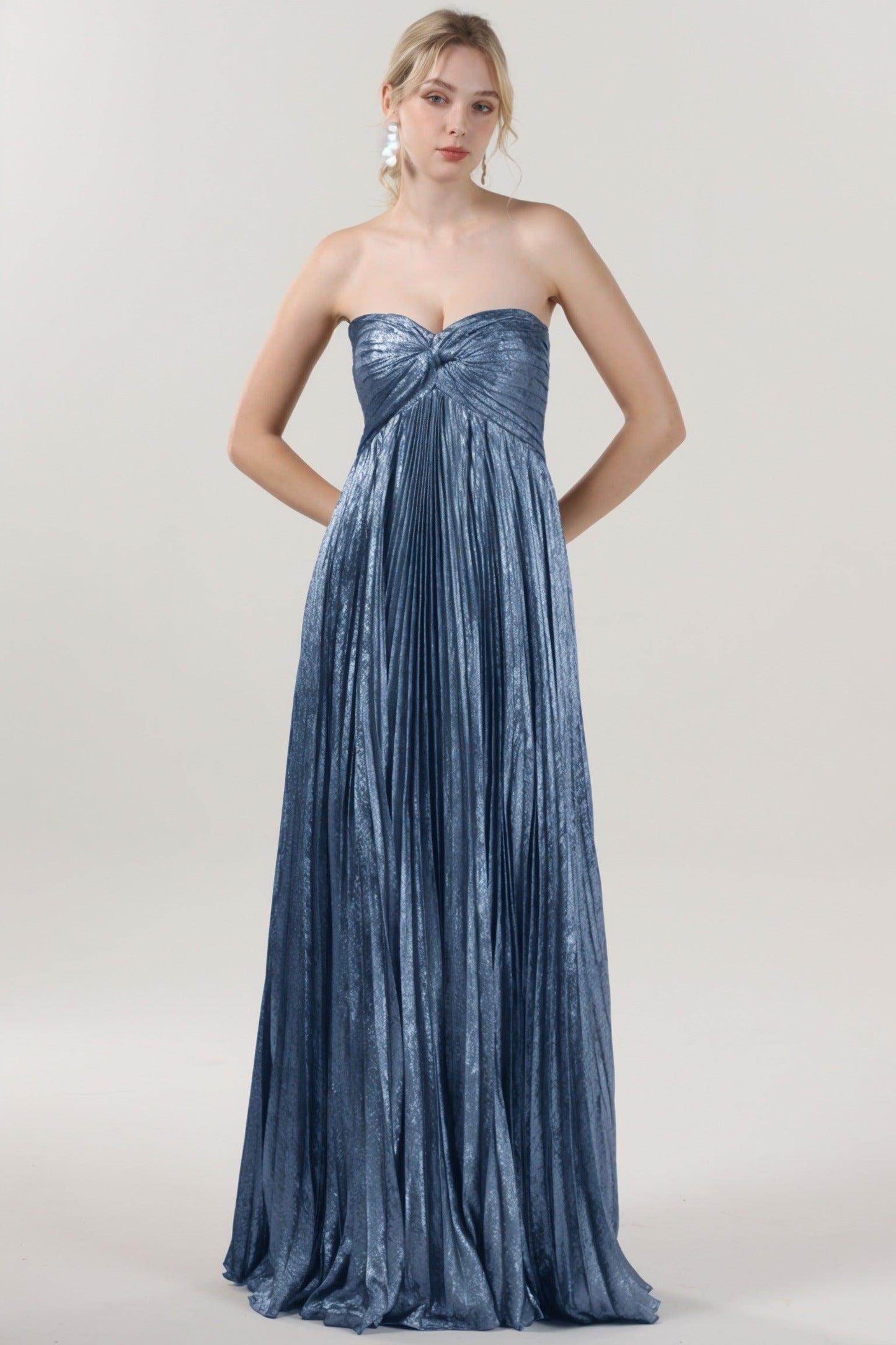 A-Line Maxi Metallic Formal Dress CS0654 - COCOMELODY