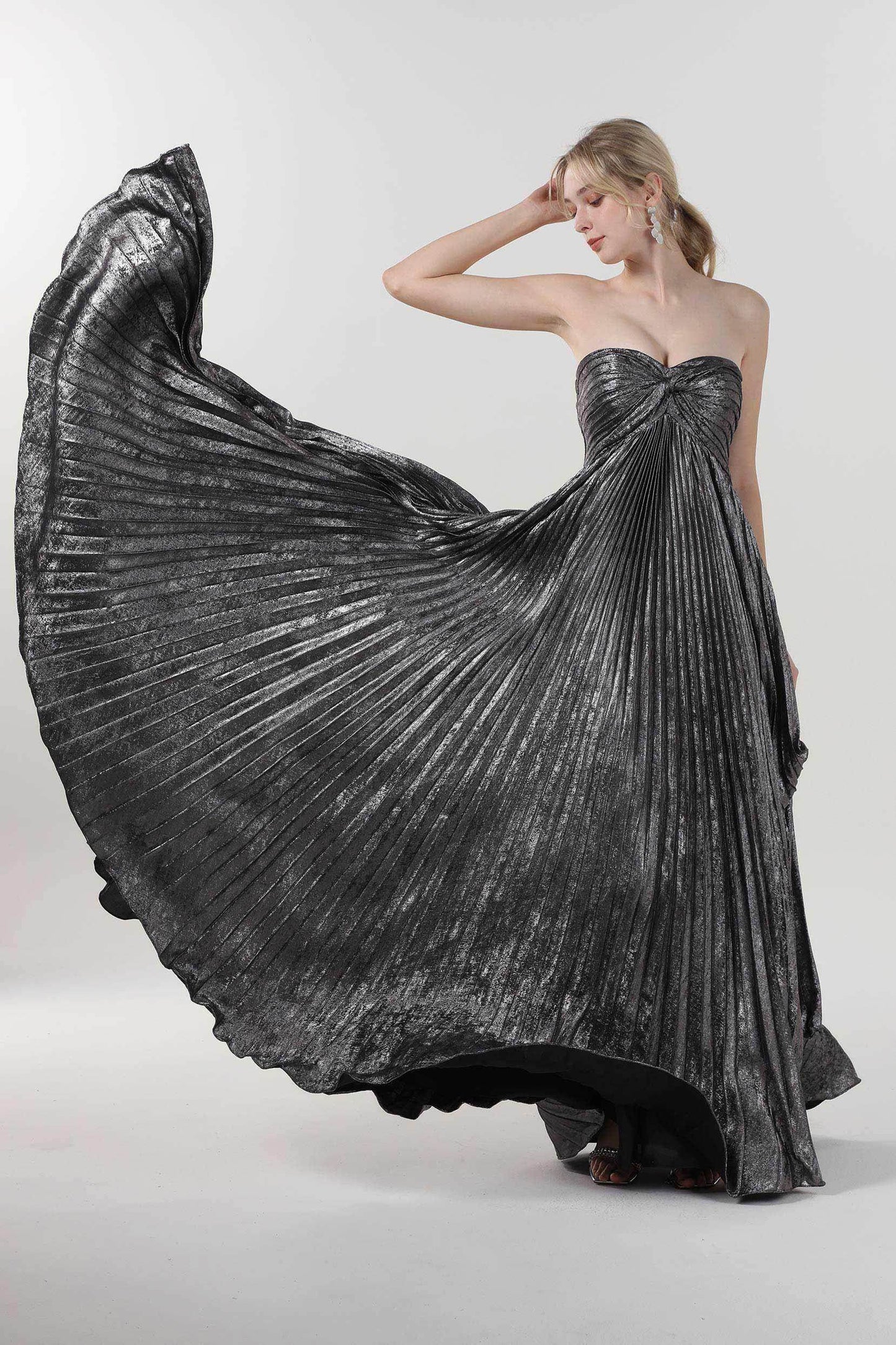 A-Line Maxi Metallic Formal Dress CS0654 - COCOMELODY