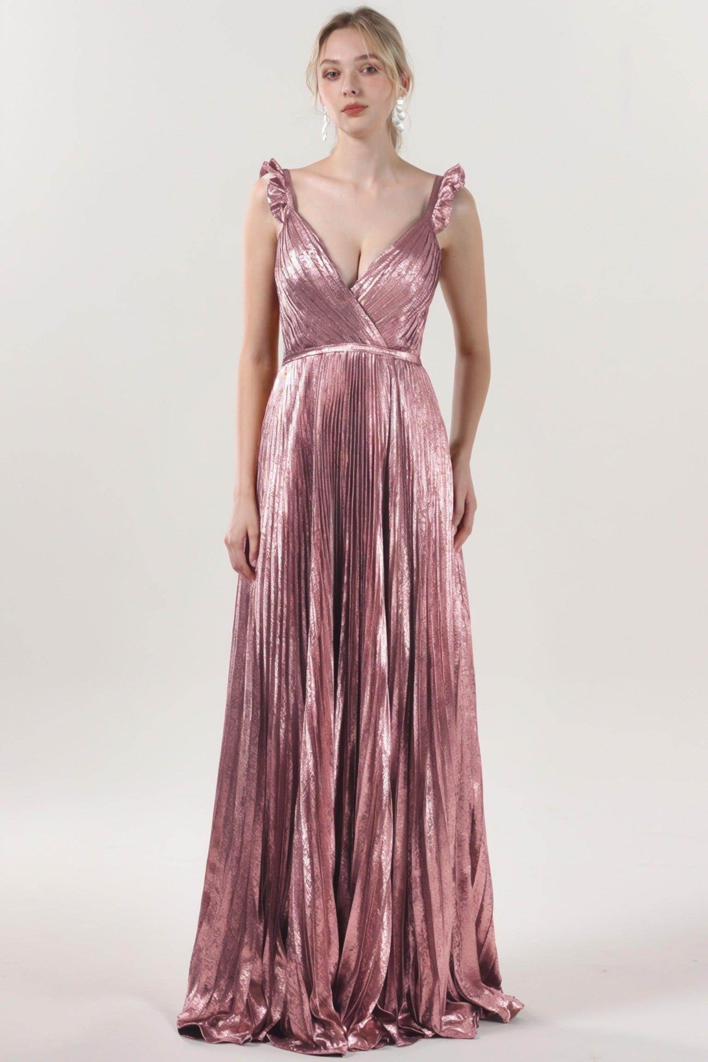 A-Line Maxi Metallic Formal Dress CS0655 - COCOMELODY
