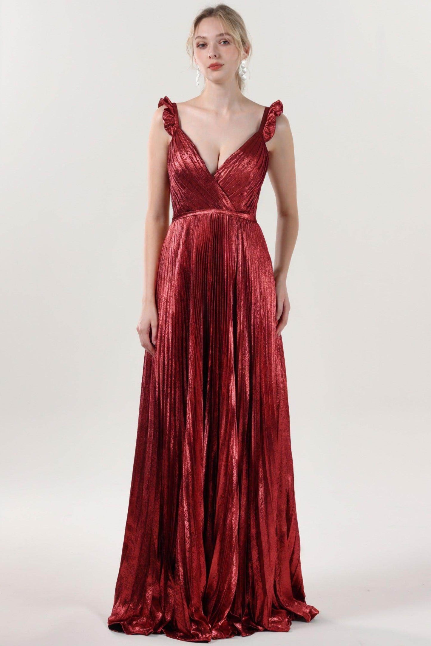 A-Line Maxi Metallic Formal Dress CS0655 - COCOMELODY