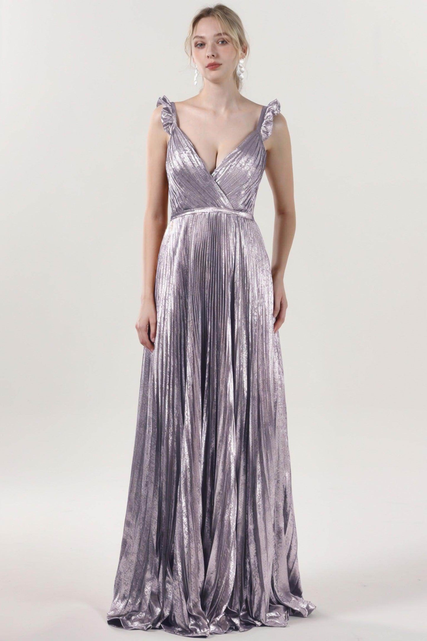 A-Line Maxi Metallic Formal Dress CS0655 - COCOMELODY