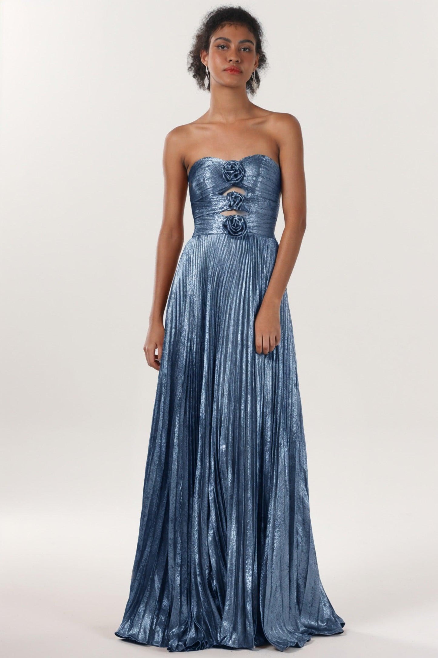 A-Line Maxi Metallic Formal Dress CS0656
