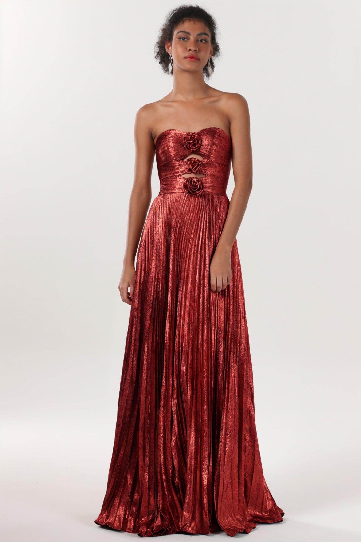 A-Line Maxi Metallic Formal Dress CS0656 - COCOMELODY