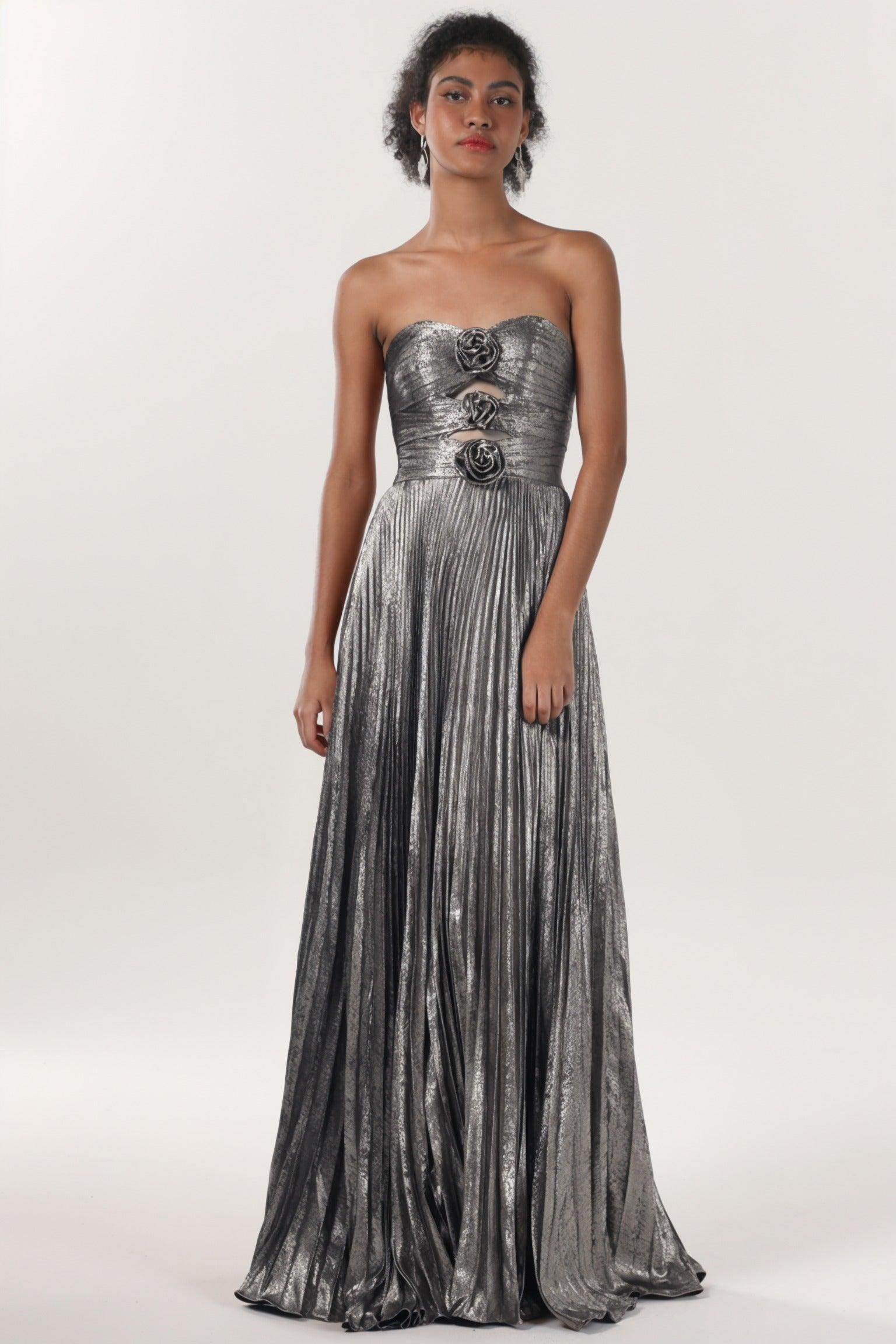 A-Line Maxi Metallic Formal Dress CS0656 - COCOMELODY