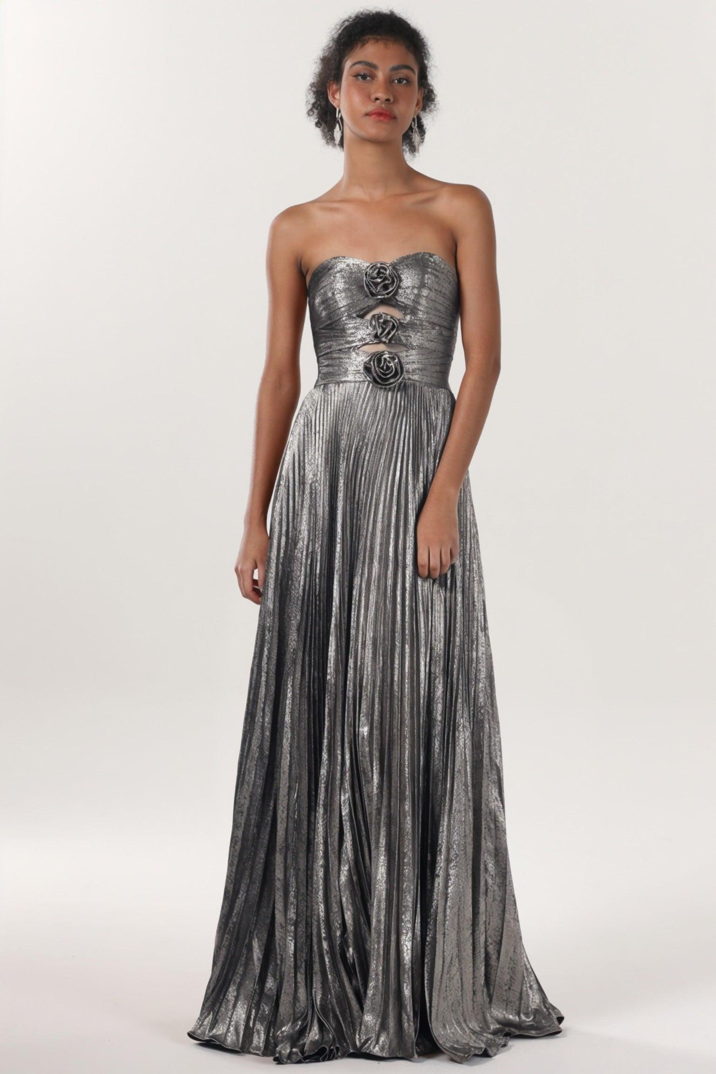 A-Line Maxi Metallic Formal Dress CS0656