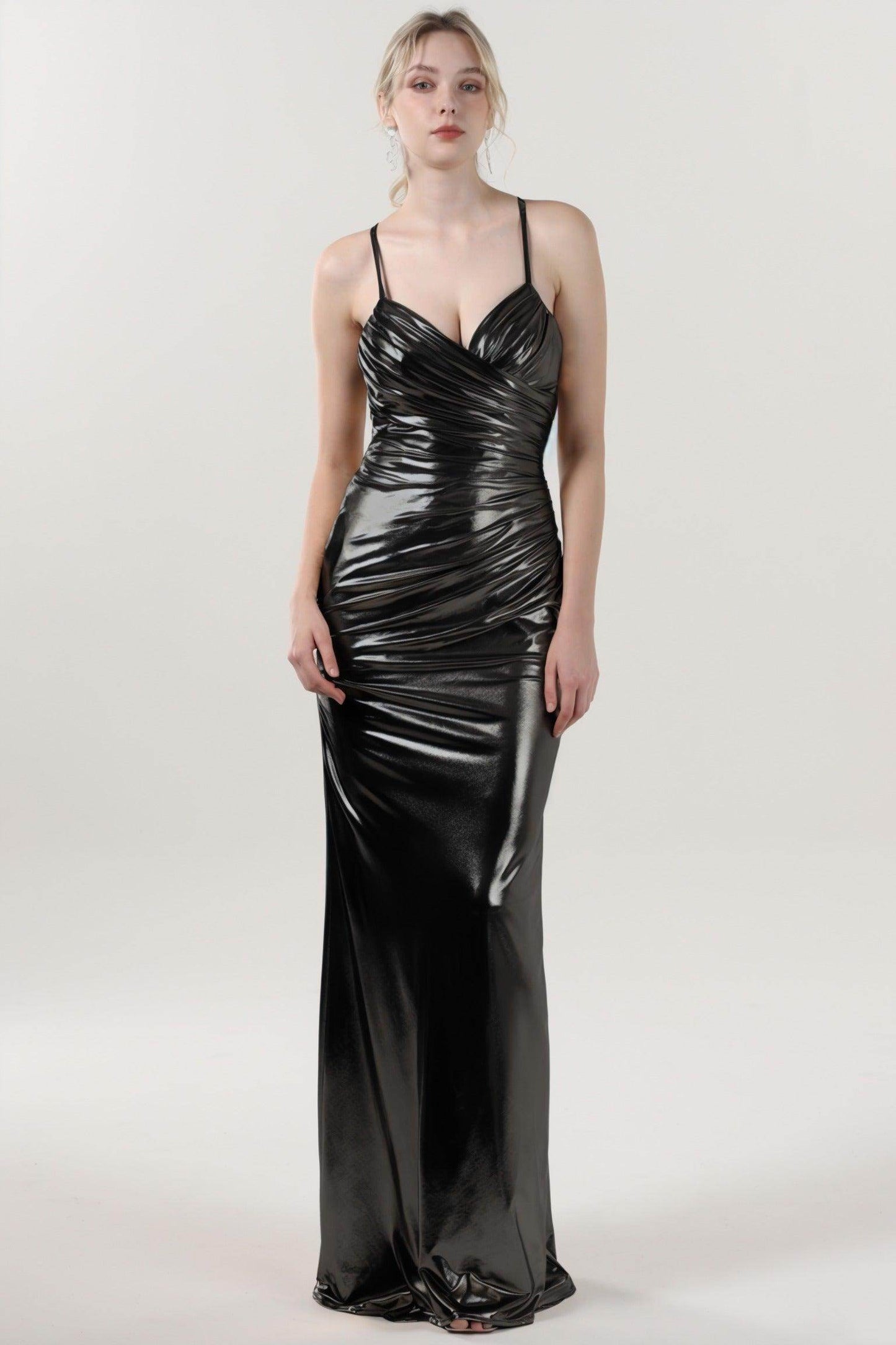 Sheath-Column Maxi Metallic Formal Dress CS0657 - COCOMELODY