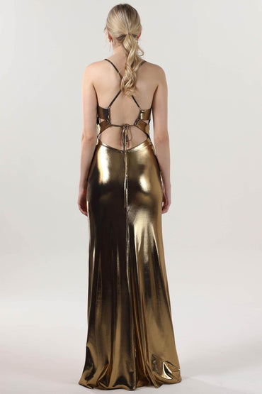 Sheath-Column Maxi Metallic Formal Dress CS0657 - COCOMELODY