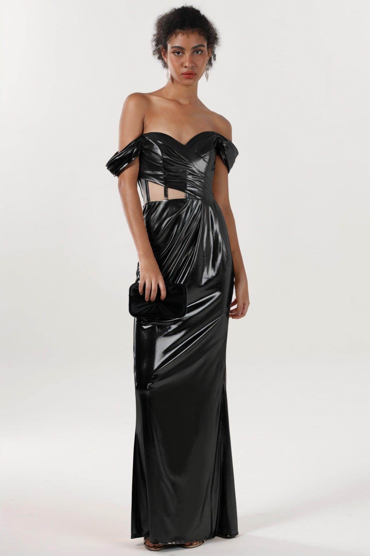 Sheath-Column Maxi Metallic Formal Dress CS0658 - COCOMELODY