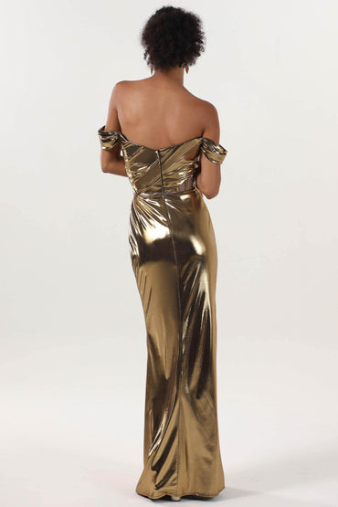 Sheath-Column Maxi Metallic Formal Dress CS0658 - COCOMELODY