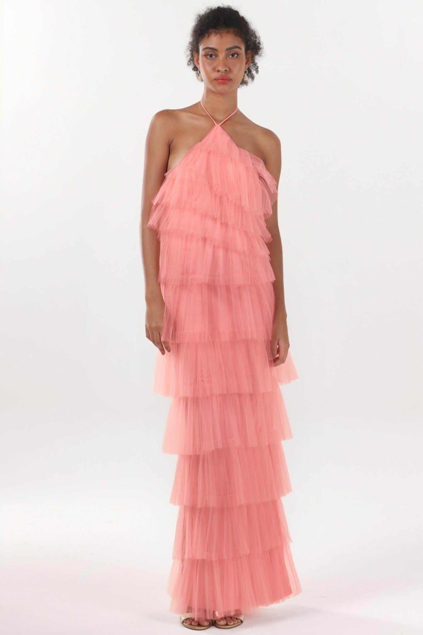 Sheath-Column Maxi Tulle Formal Dress CS0659 - COCOMELODY