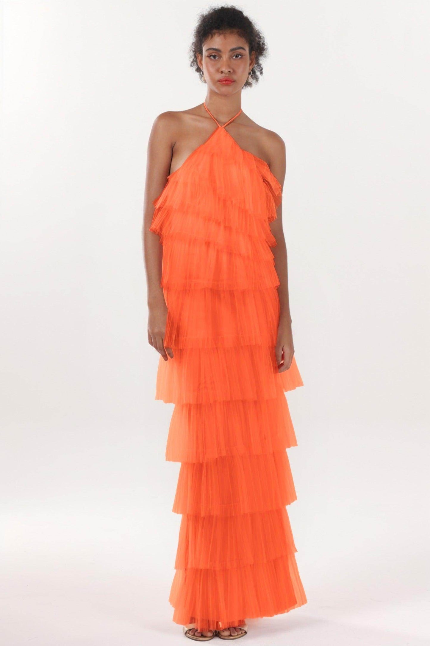 Sheath-Column Maxi Tulle Formal Dress CS0659 - COCOMELODY