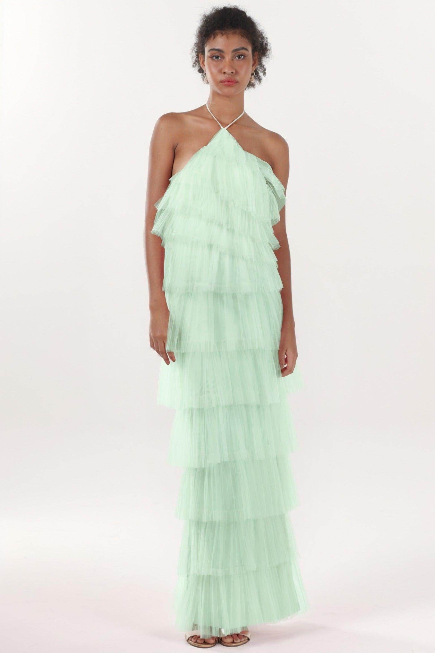 Sheath-Column Maxi Tulle Formal Dress CS0659 - COCOMELODY