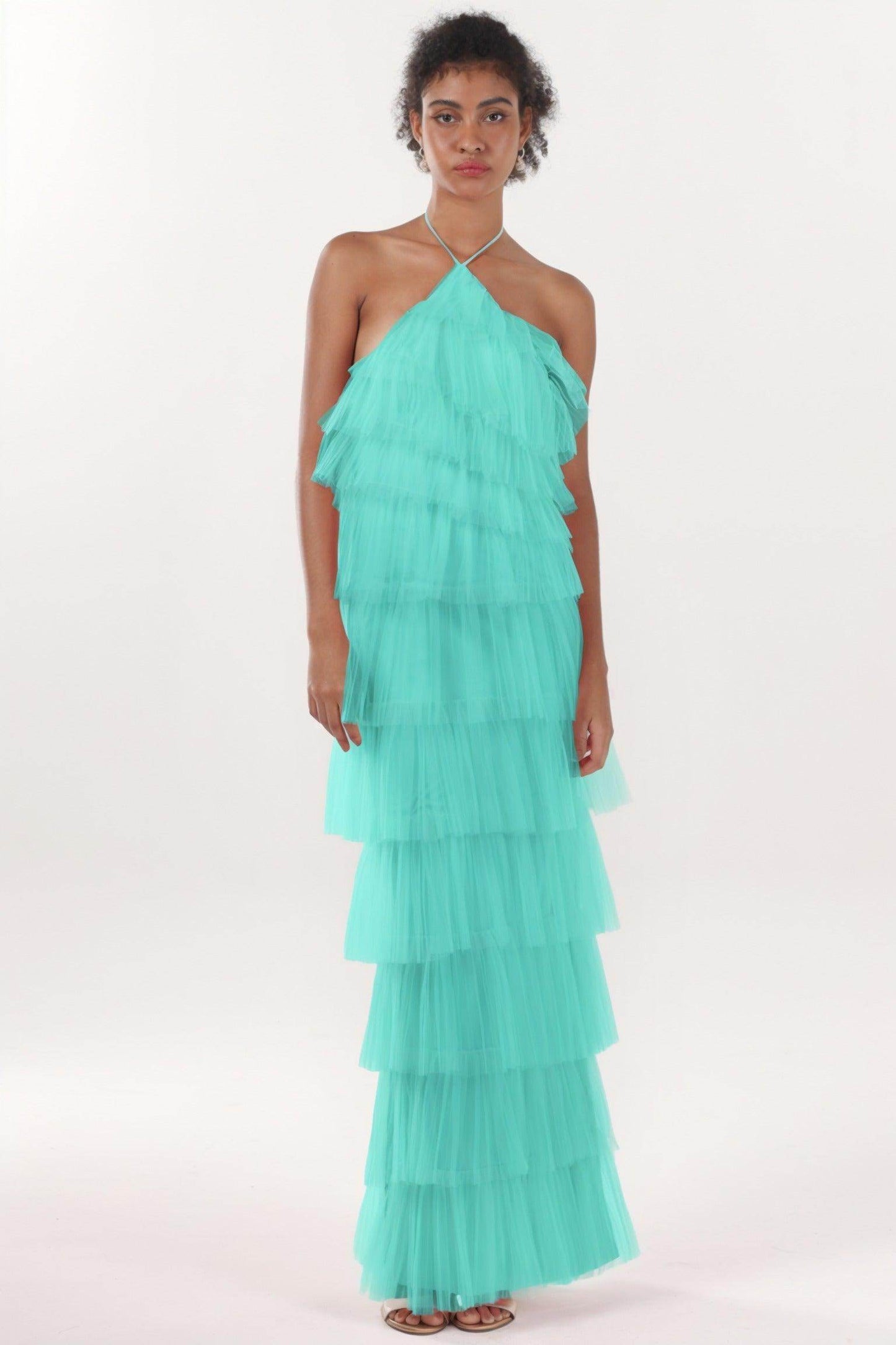 Sheath-Column Maxi Tulle Formal Dress CS0659 - COCOMELODY