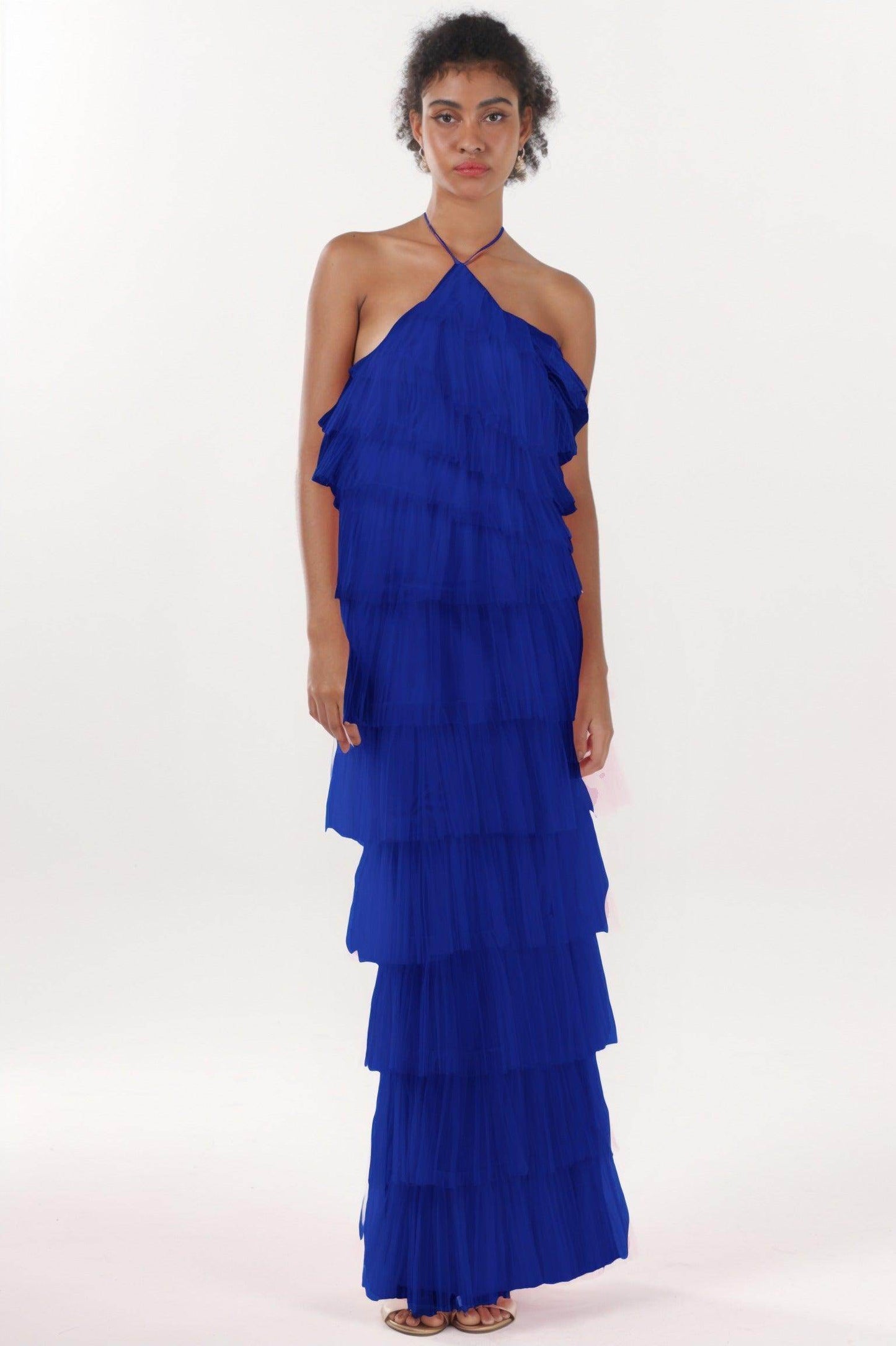 Sheath-Column Maxi Tulle Formal Dress CS0659 - COCOMELODY