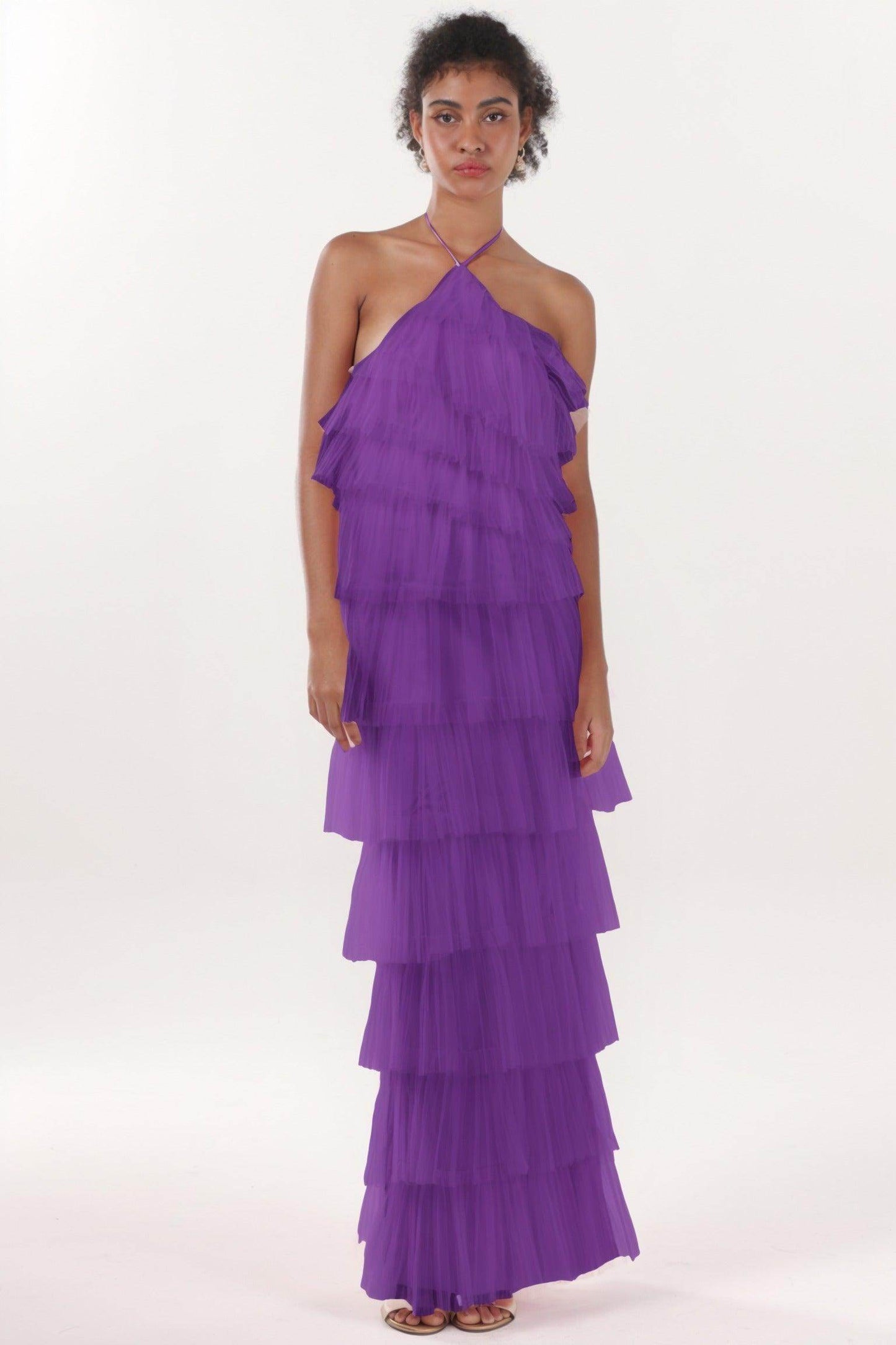 Sheath-Column Maxi Tulle Formal Dress CS0659 - COCOMELODY