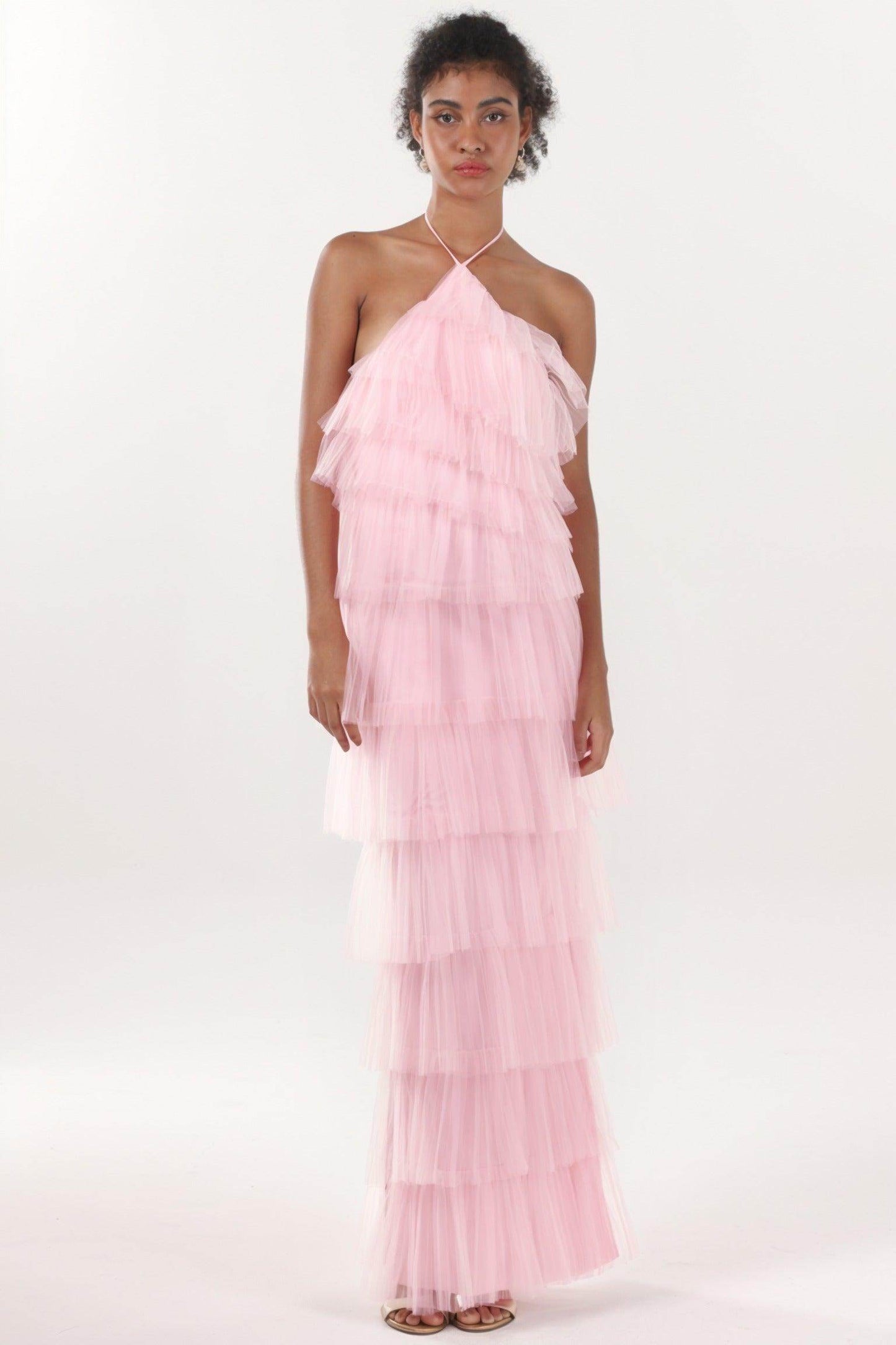Sheath-Column Maxi Tulle Formal Dress CS0659 - COCOMELODY