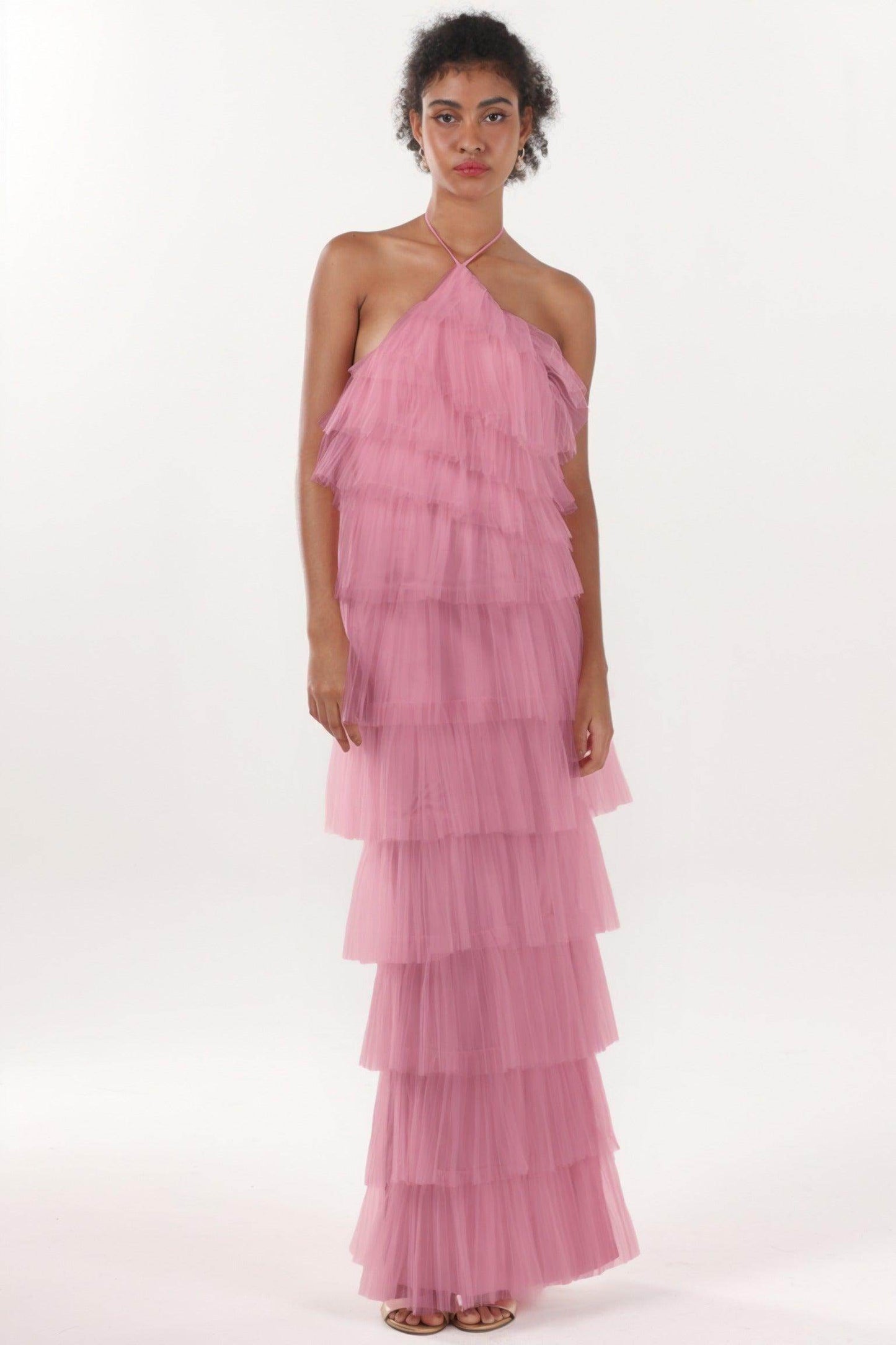 Sheath-Column Maxi Tulle Formal Dress CS0659 - COCOMELODY