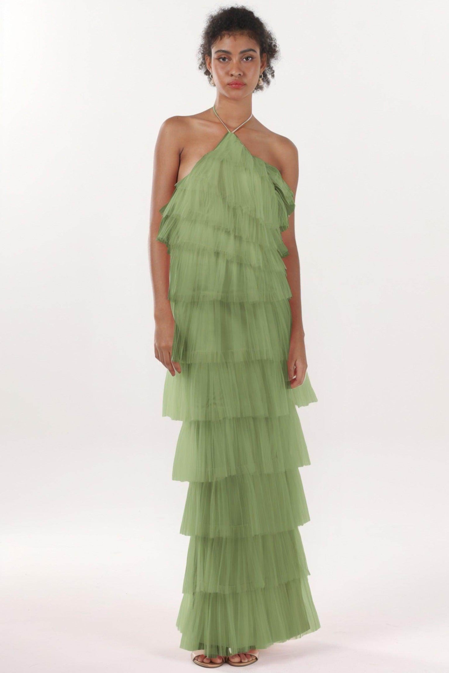 Sheath-Column Maxi Tulle Formal Dress CS0659 - COCOMELODY