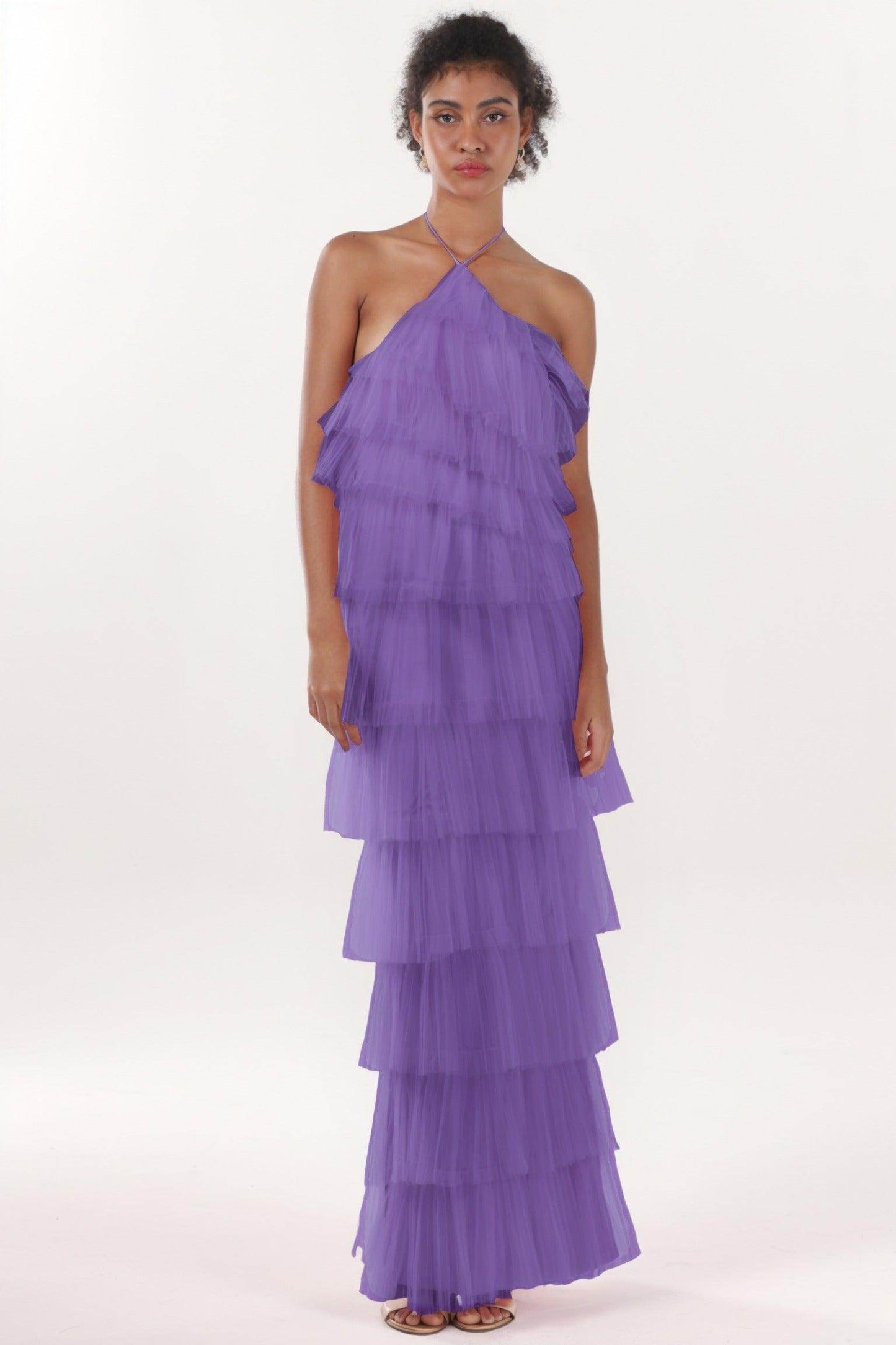 Sheath-Column Maxi Tulle Formal Dress CS0659 - COCOMELODY