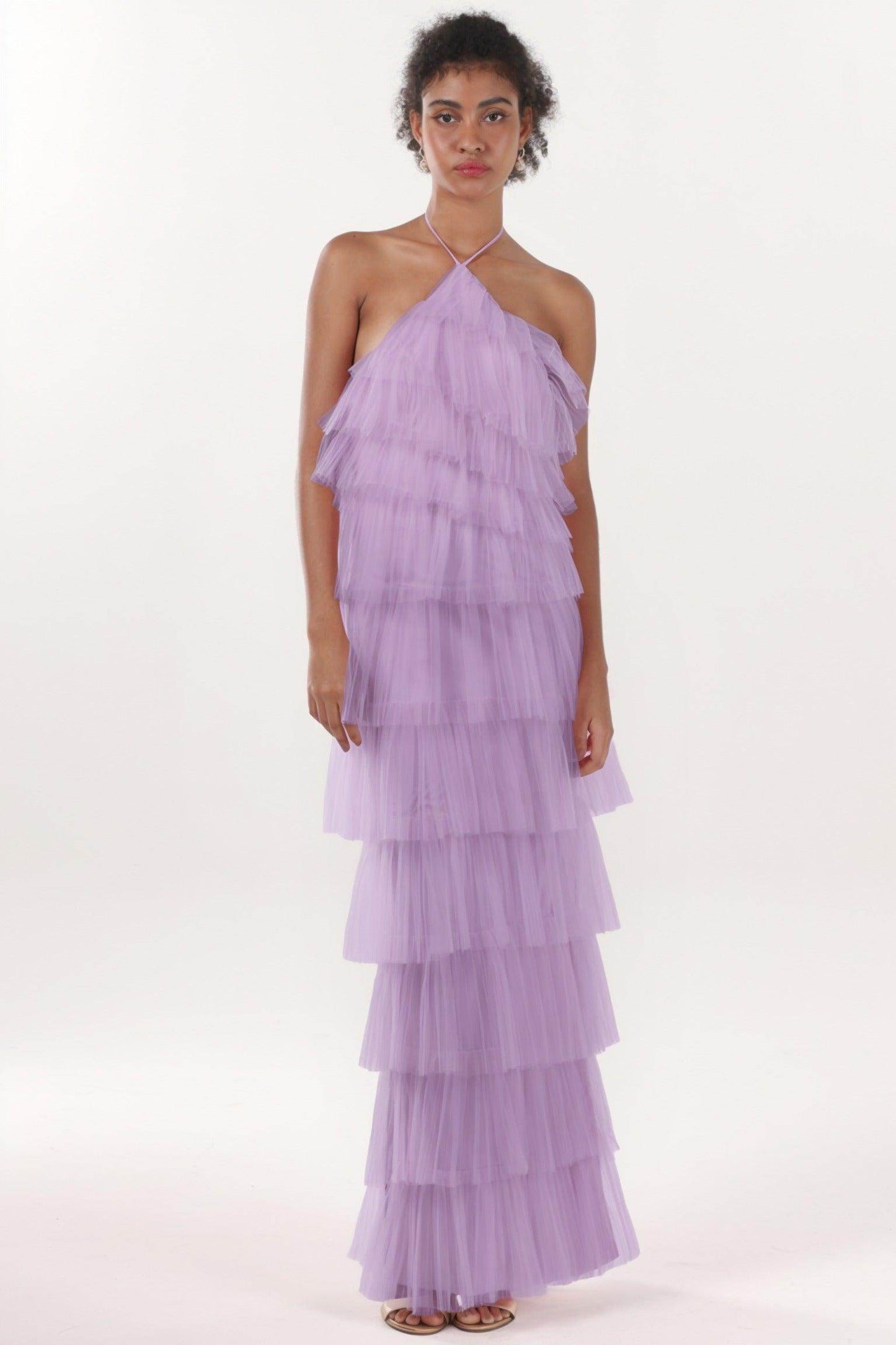 Sheath-Column Maxi Tulle Formal Dress CS0659 - COCOMELODY