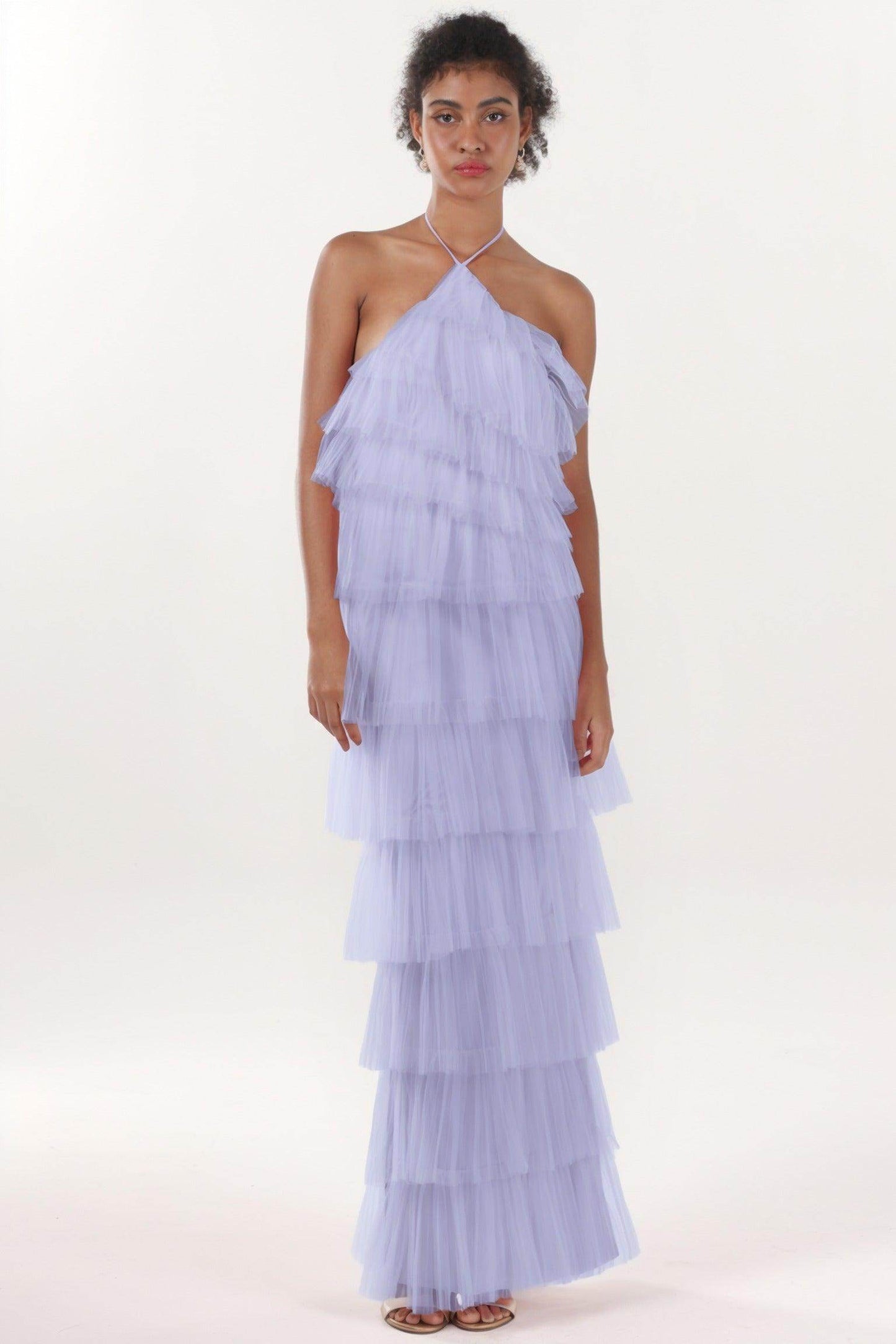 Sheath-Column Maxi Tulle Formal Dress CS0659 - COCOMELODY