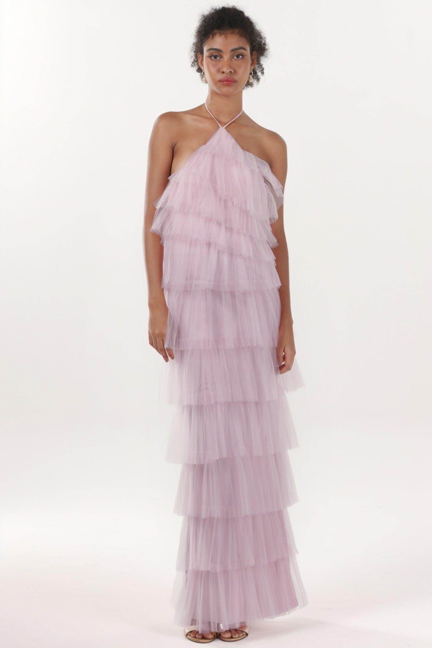 Sheath-Column Maxi Tulle Formal Dress CS0659 - COCOMELODY