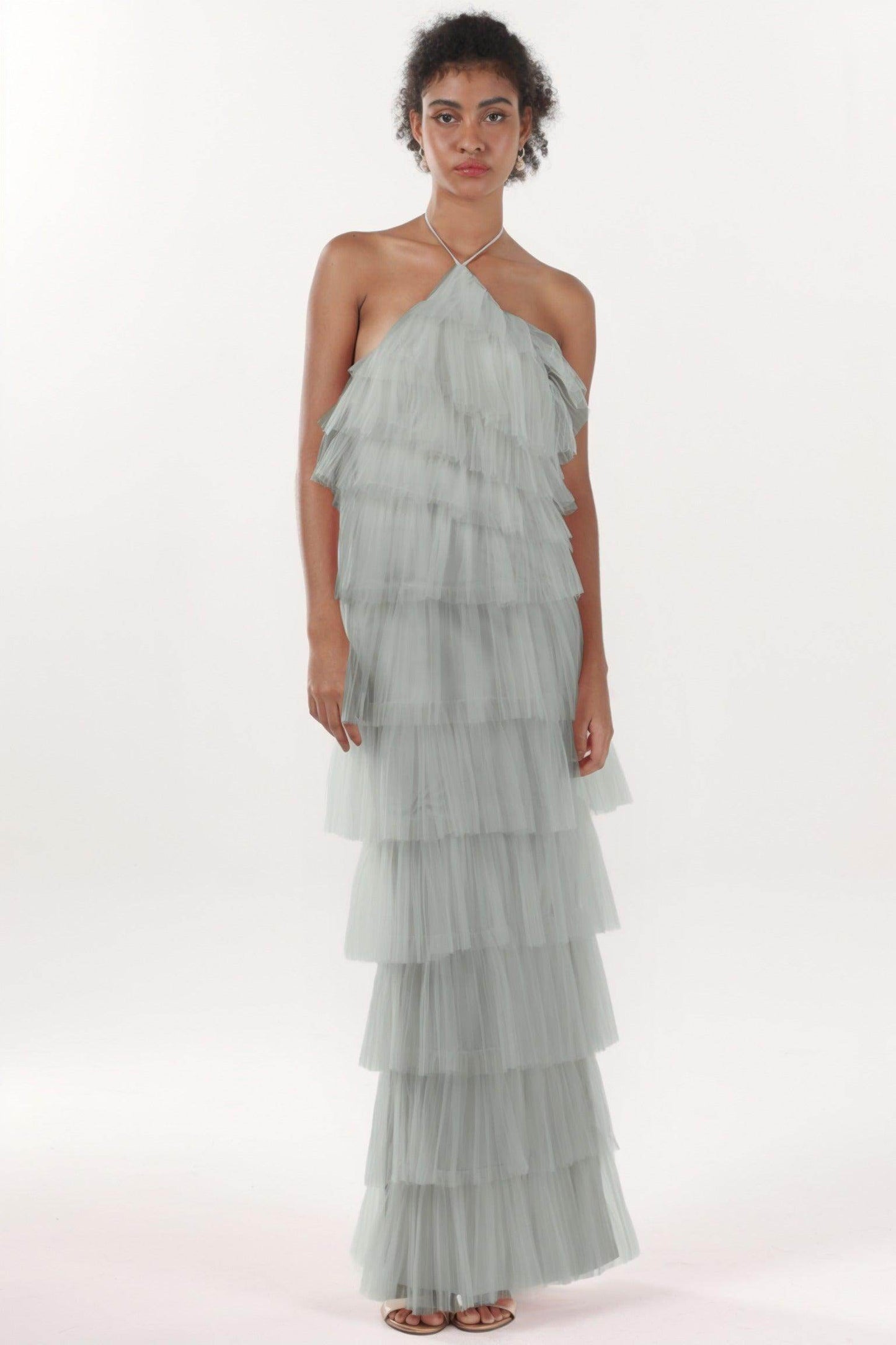 Sheath-Column Maxi Tulle Formal Dress CS0659 - COCOMELODY
