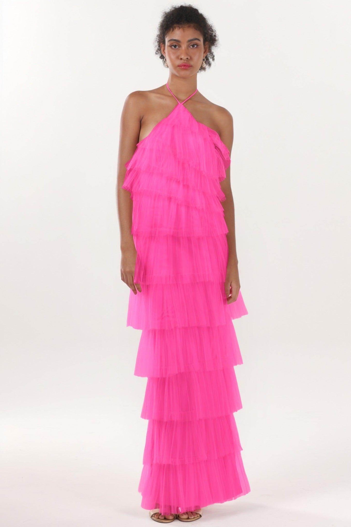 Sheath-Column Maxi Tulle Formal Dress CS0659 - COCOMELODY
