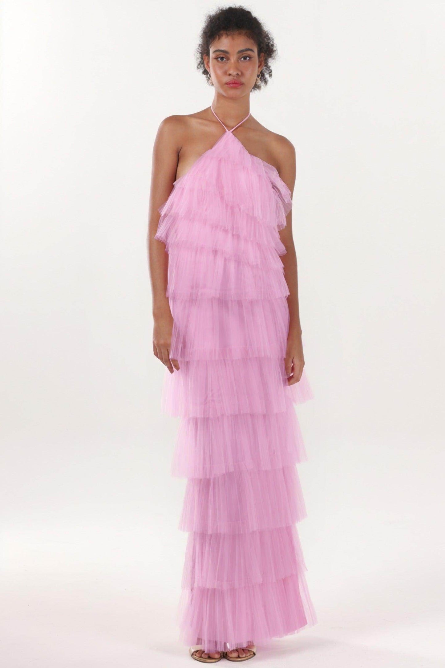 Sheath-Column Maxi Tulle Formal Dress CS0659 - COCOMELODY