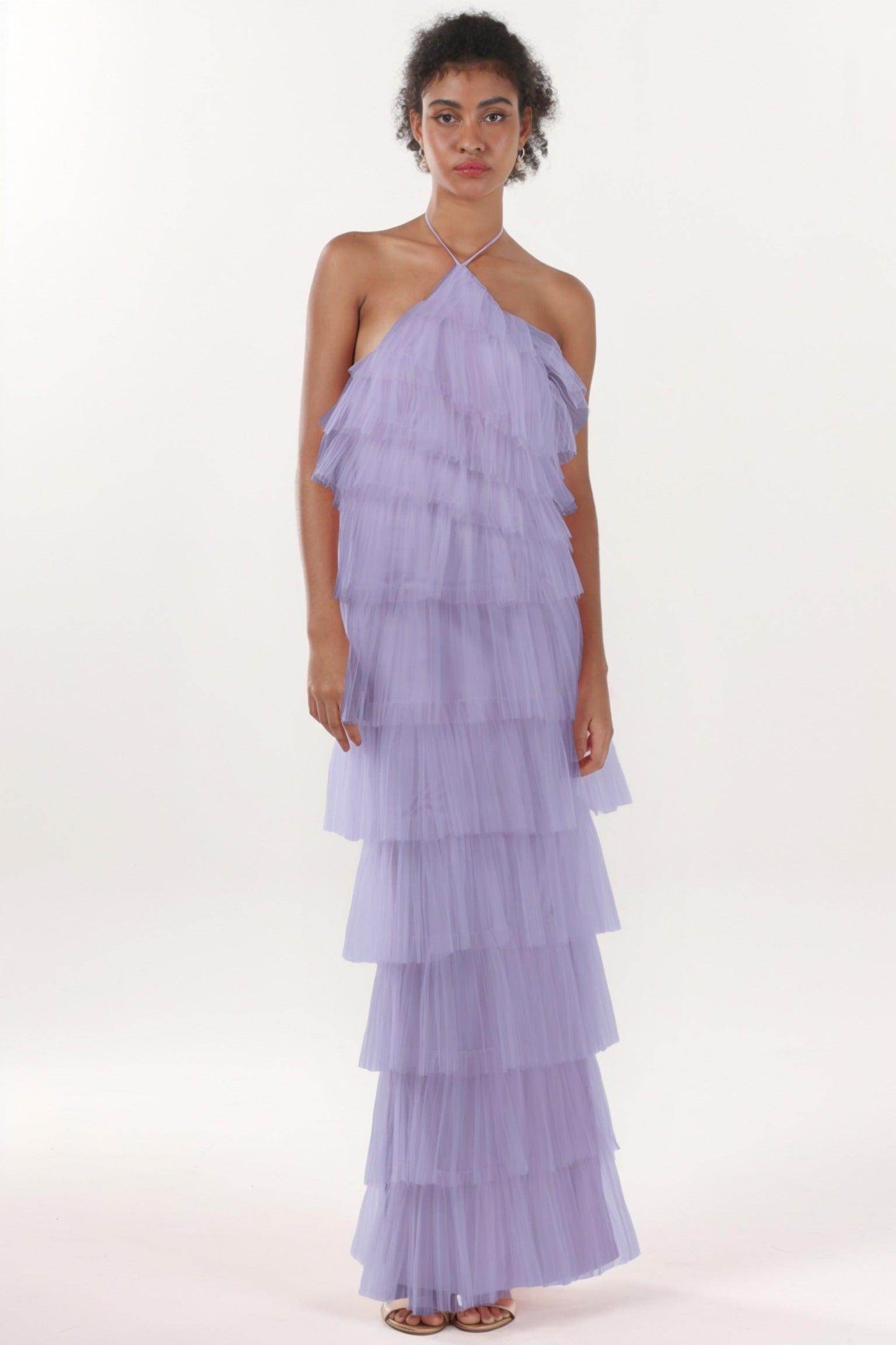 Sheath-Column Maxi Tulle Formal Dress CS0659 - COCOMELODY