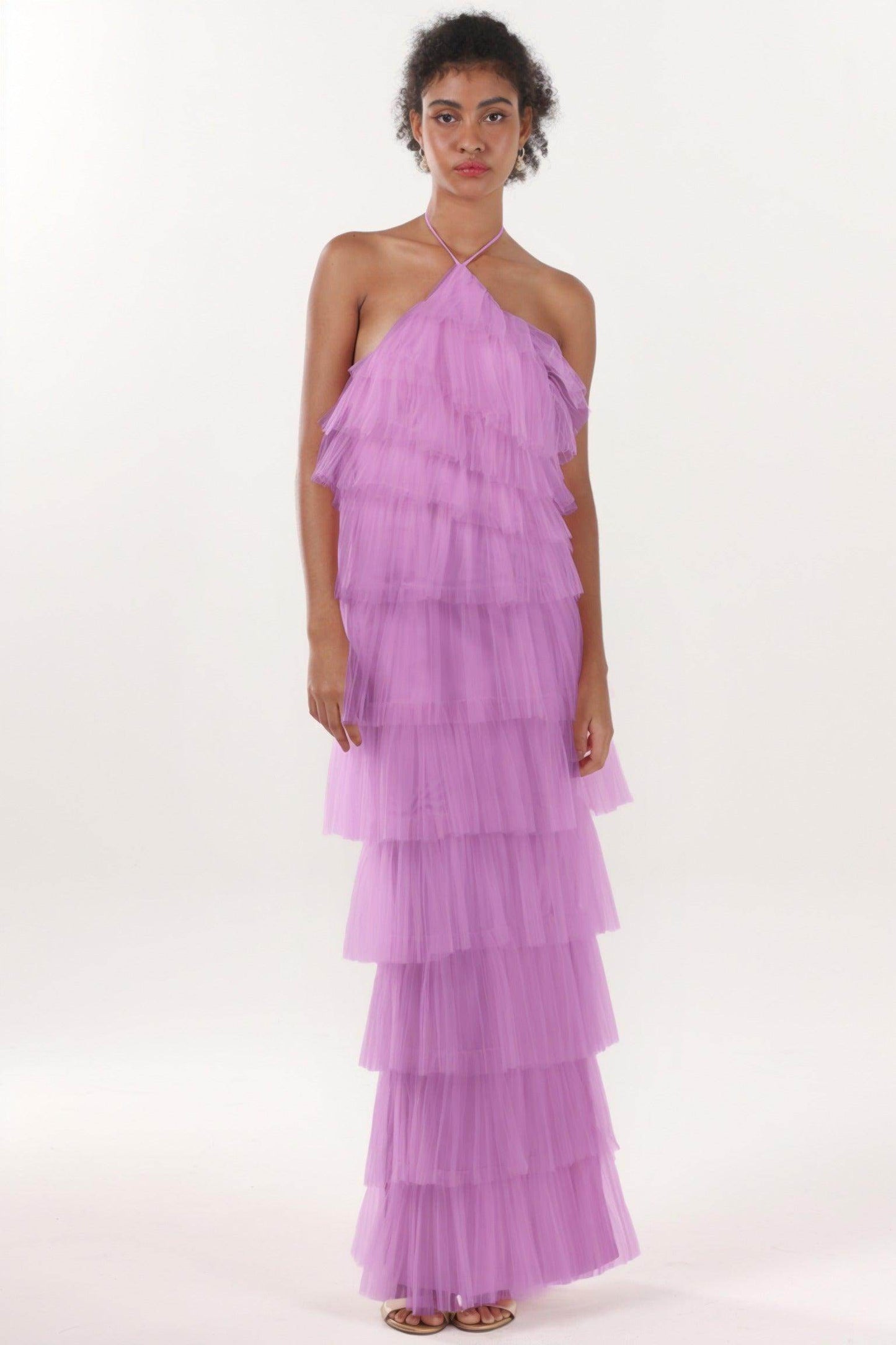 Sheath-Column Maxi Tulle Formal Dress CS0659 - COCOMELODY