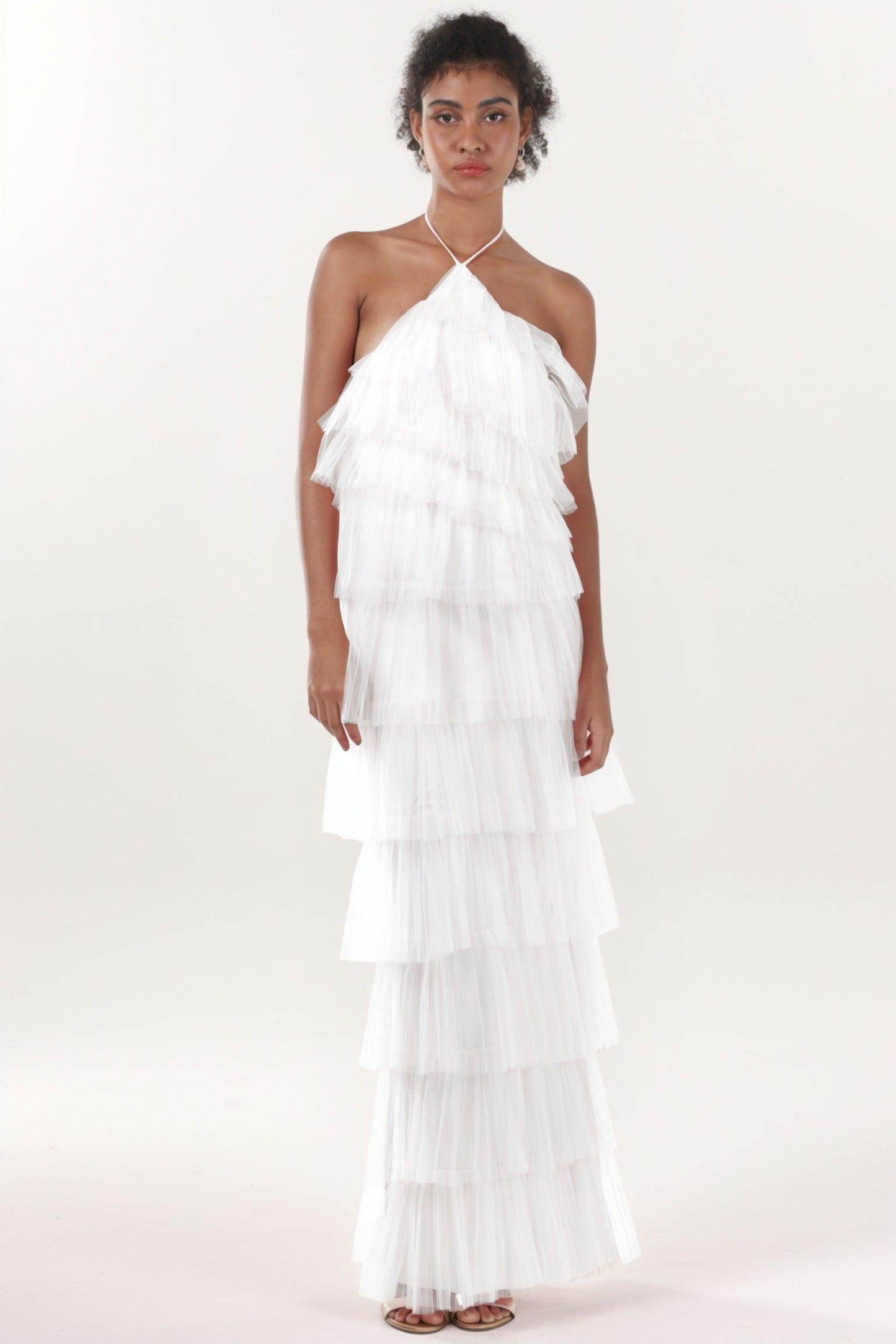 Sheath-Column Maxi Tulle Formal Dress CS0659 - COCOMELODY