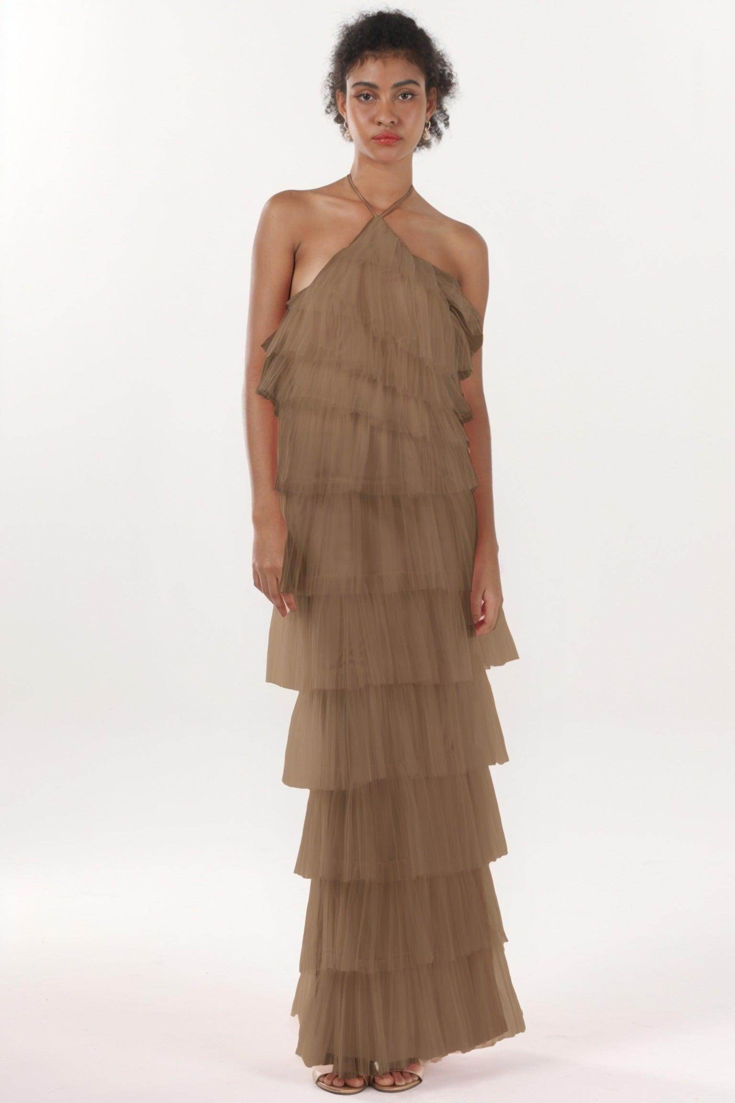 Sheath-Column Maxi Tulle Formal Dress CS0659 - COCOMELODY