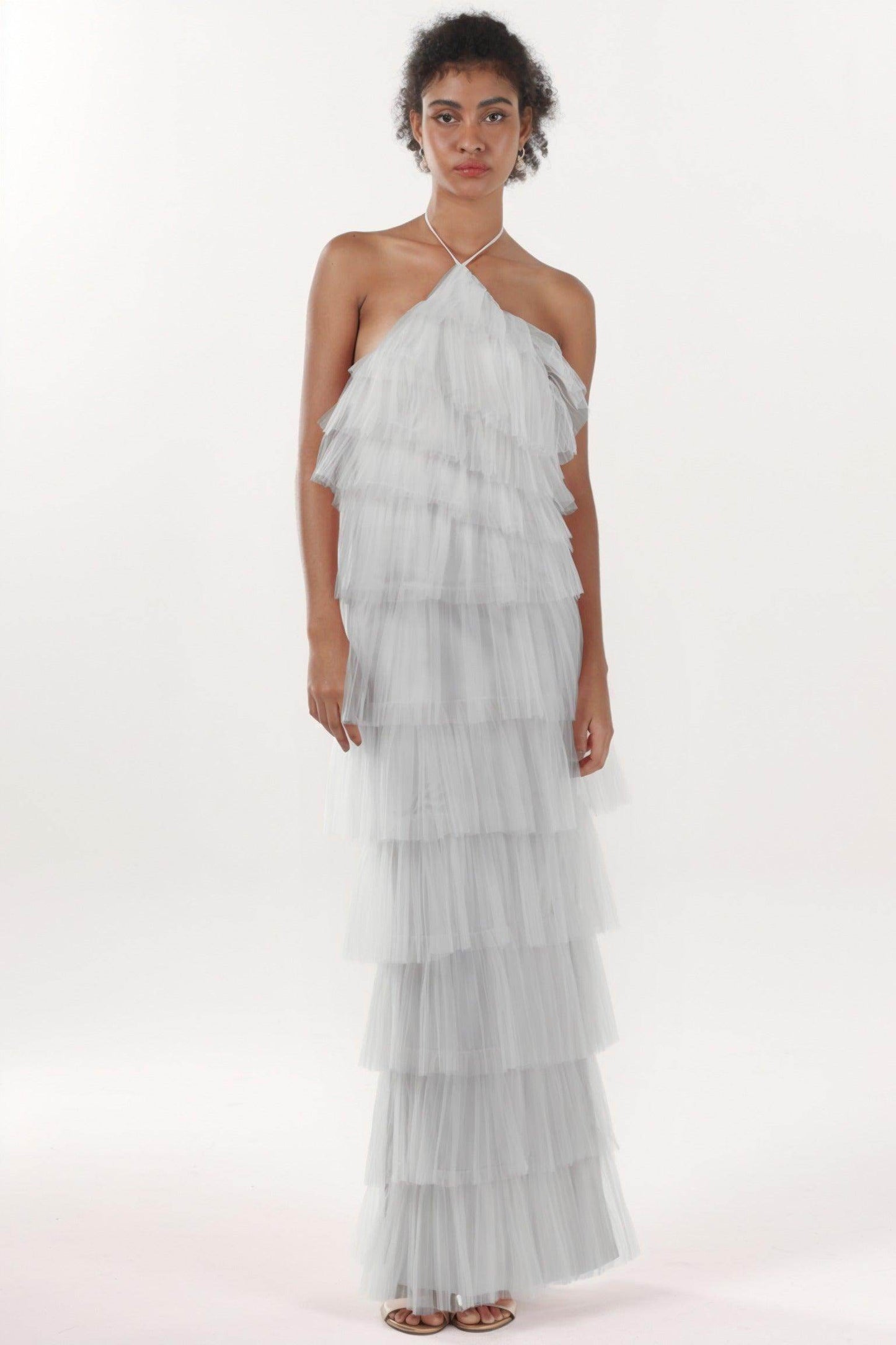 Sheath-Column Maxi Tulle Formal Dress CS0659 - COCOMELODY