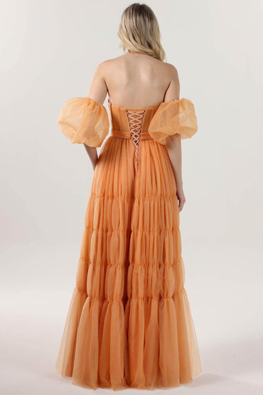 A-Line Maxi Tulle Formal Dress CS0661 - COCOMELODY