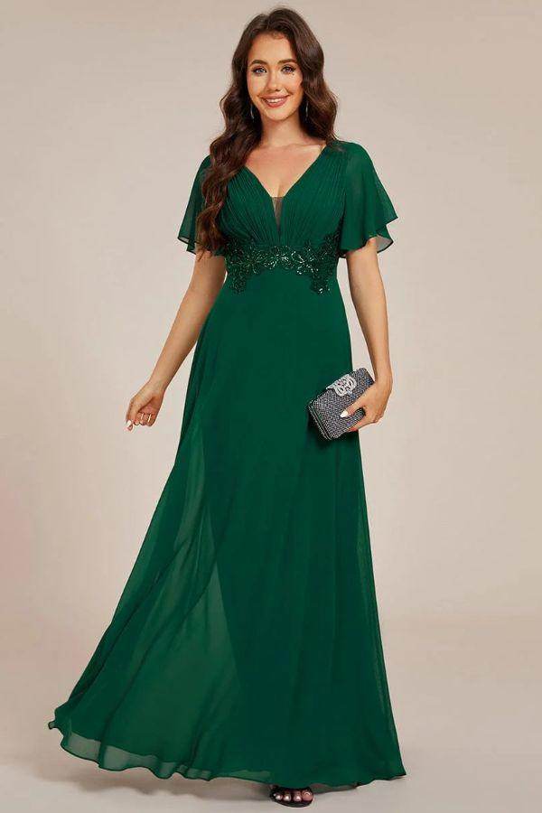 A-Line Maxi Chiffon Dress CS0682 - COCOMELODY