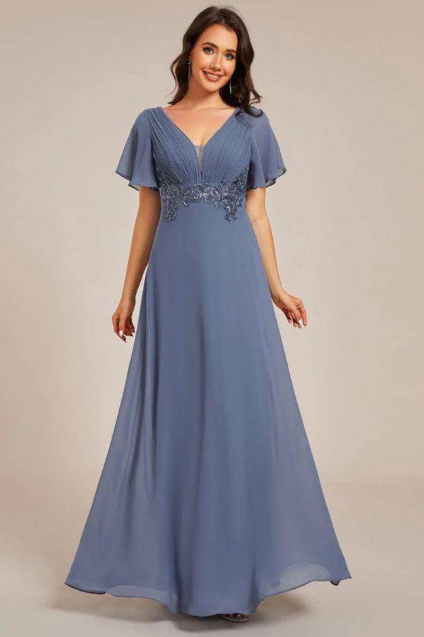 A-Line Maxi Chiffon Dress CS0682 - COCOMELODY