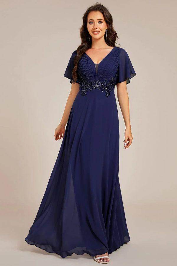 A-Line Maxi Chiffon Dress CS0682 - COCOMELODY