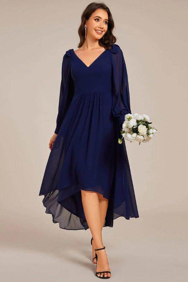 A-Line Midi Chiffon Dress CS0687 - COCOMELODY