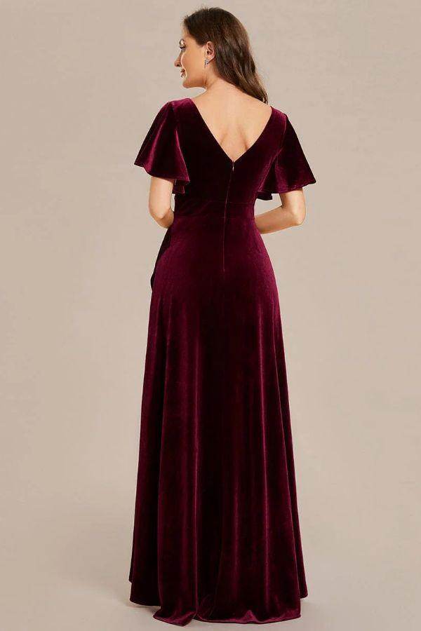A-Line Maxi Comprises Velvet Dress CS0691 - COCOMELODY
