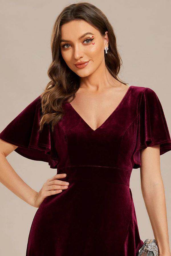 A-Line Maxi Comprises Velvet Dress CS0691 - COCOMELODY