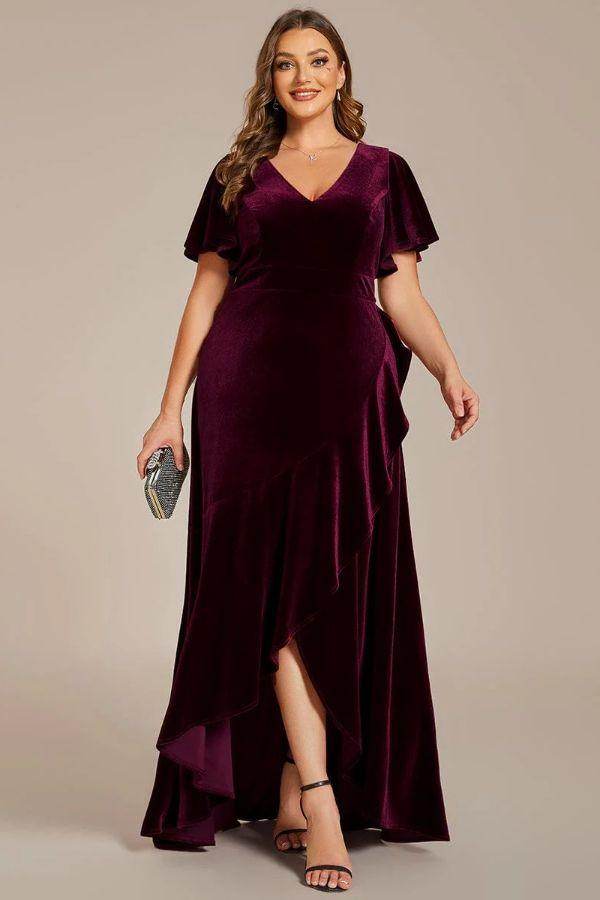 A-Line Maxi Comprises Velvet Dress CS0691 - COCOMELODY