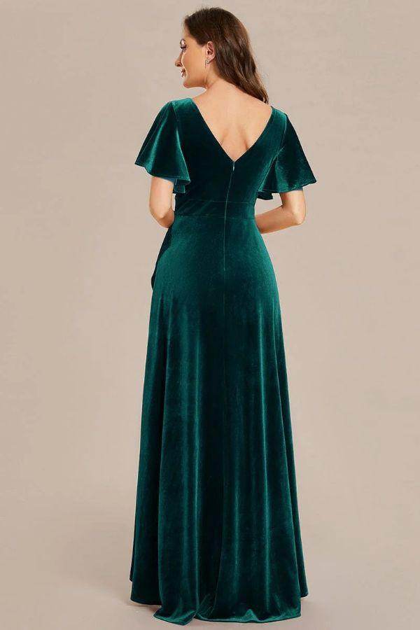 A-Line Maxi Comprises Velvet Dress CS0691 - COCOMELODY