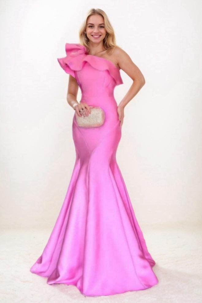 mermaid prom dress with ruffle train High-end Blushing Pink Cascading Ruffles Flower Prom Dresses 2024 Trumpet / Mermaid Strapless Sleeveless Backless Court Train Prom Formal Dresses