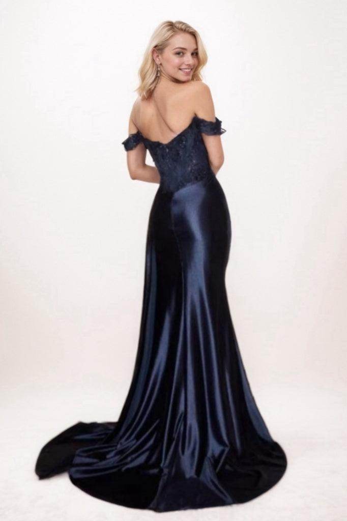 Mermaid Sweep-Brush Train Elastic Silk like Satin Prom Dress CS0714 - COCOMELODY